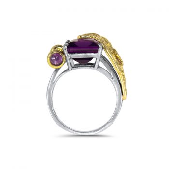 PROTECTOR Amethyst and Diamonds Gold Ring