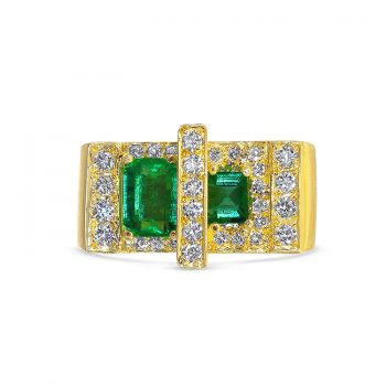 NOUVELLE Emeralds and Diamonds Ring