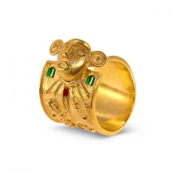 TUNJO Emeralds and Ruby Gold Ring