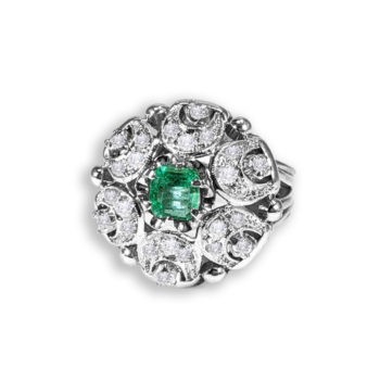 EVEREST Deco Emerald and Diamonds Ring